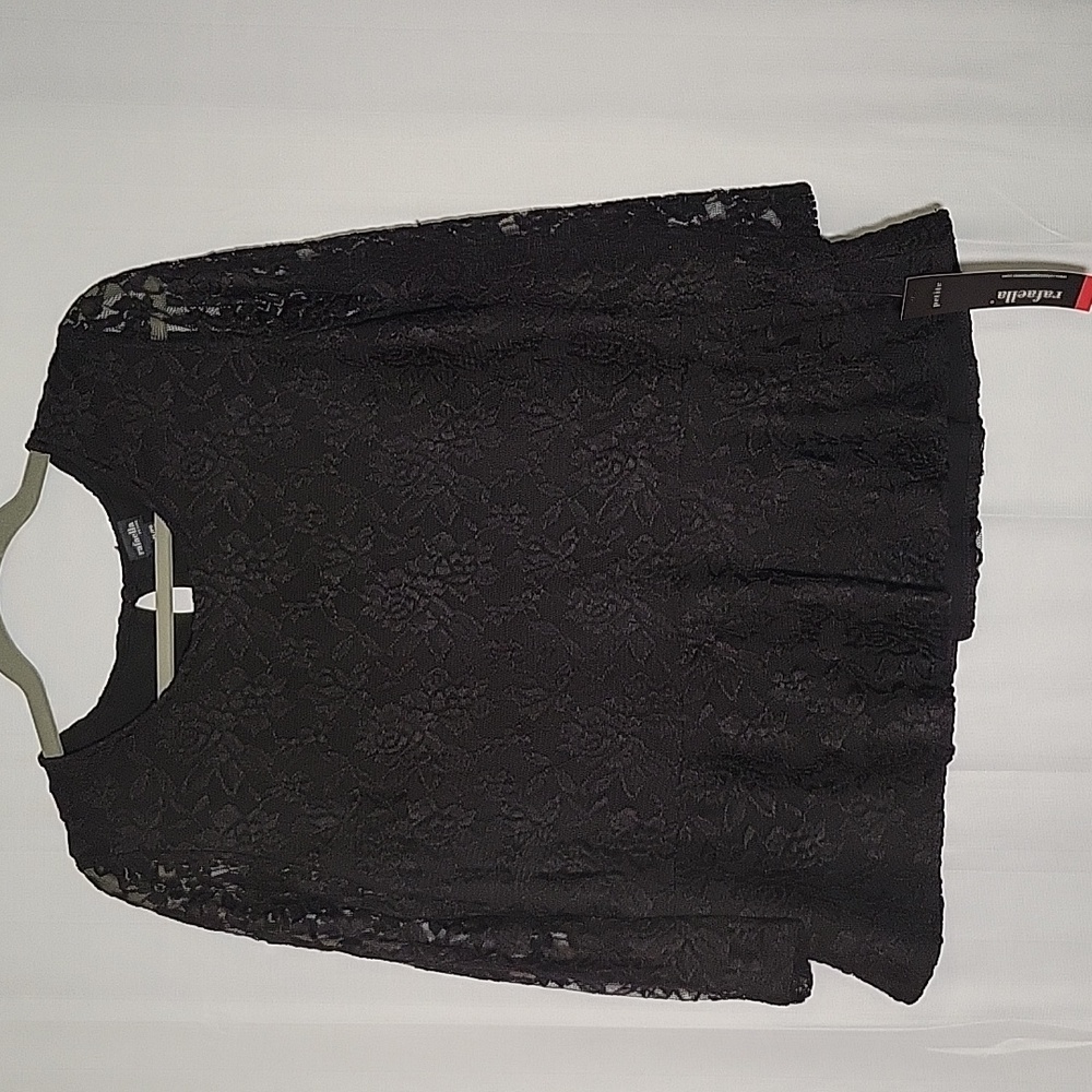 Rafaella Black Lace Peplum Top Petite Large